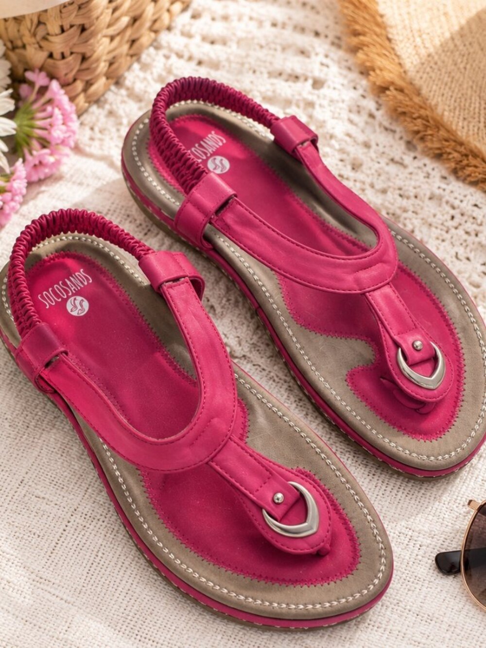 SOCOSANDSv Comfort Slingback Thong Sandals Women's Size 38 (US 7/7.5)